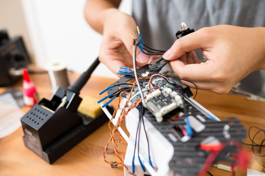 Connecting wire cable on drone